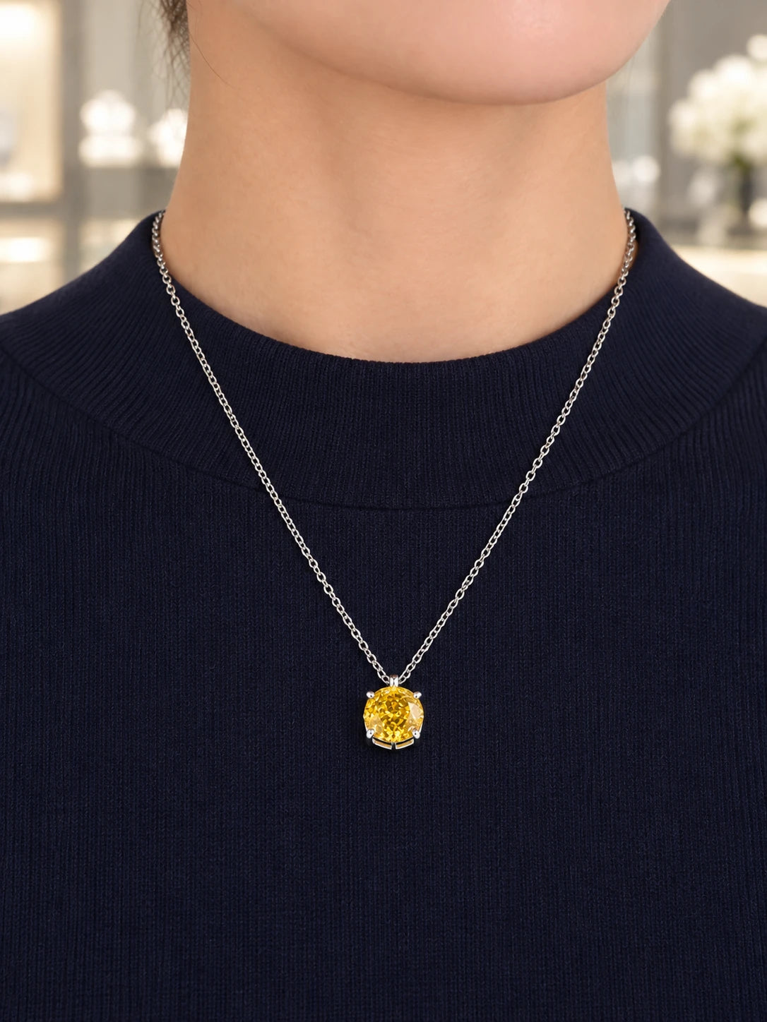 Icy Yellow CZ Pendant Necklace