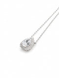 Pear Shaped Double Halo Sterling Silver Necklace