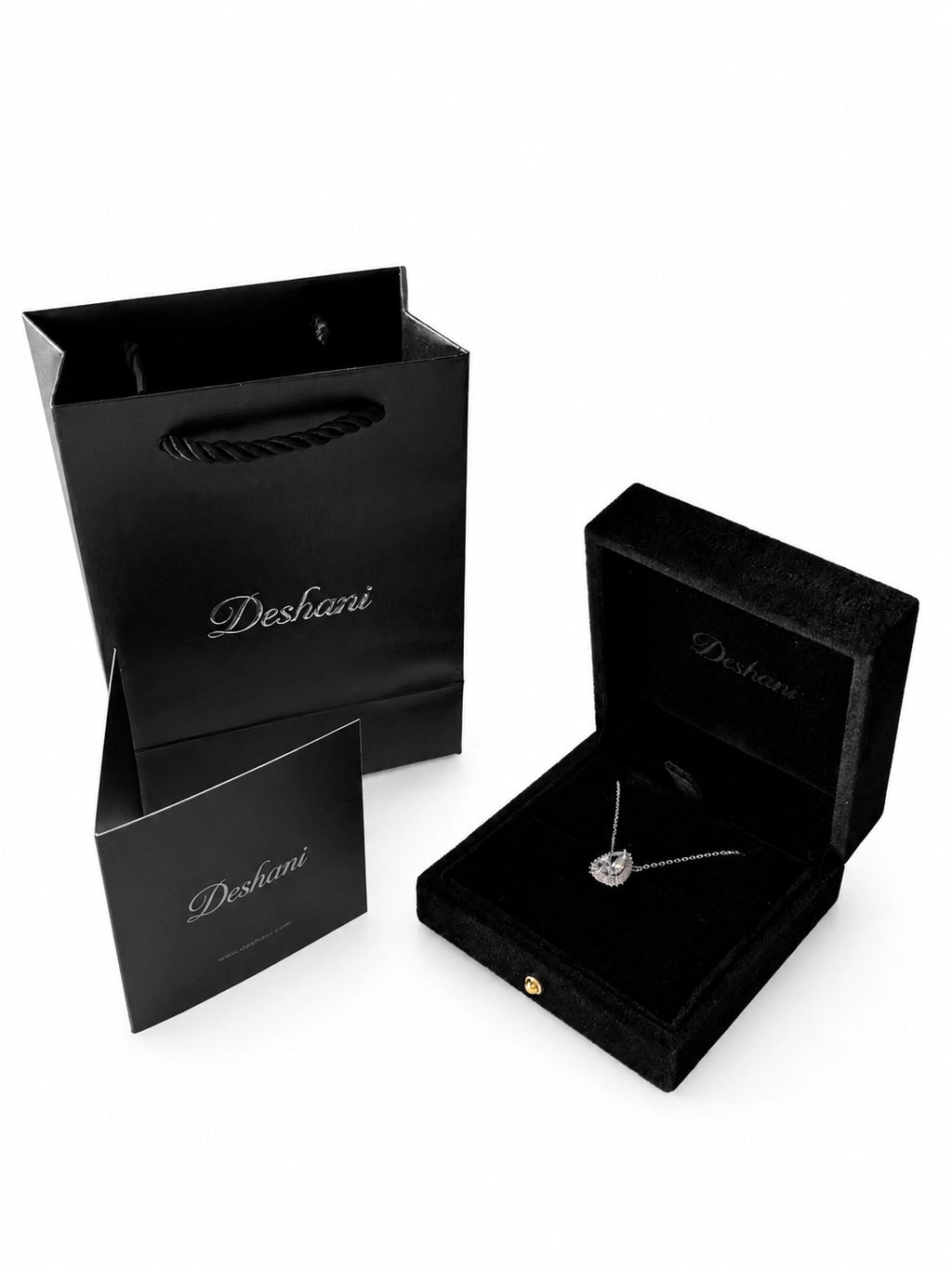Pear Double Halo Silver Necklace