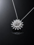 Marquise Snowflake Pendant Necklace on a black background