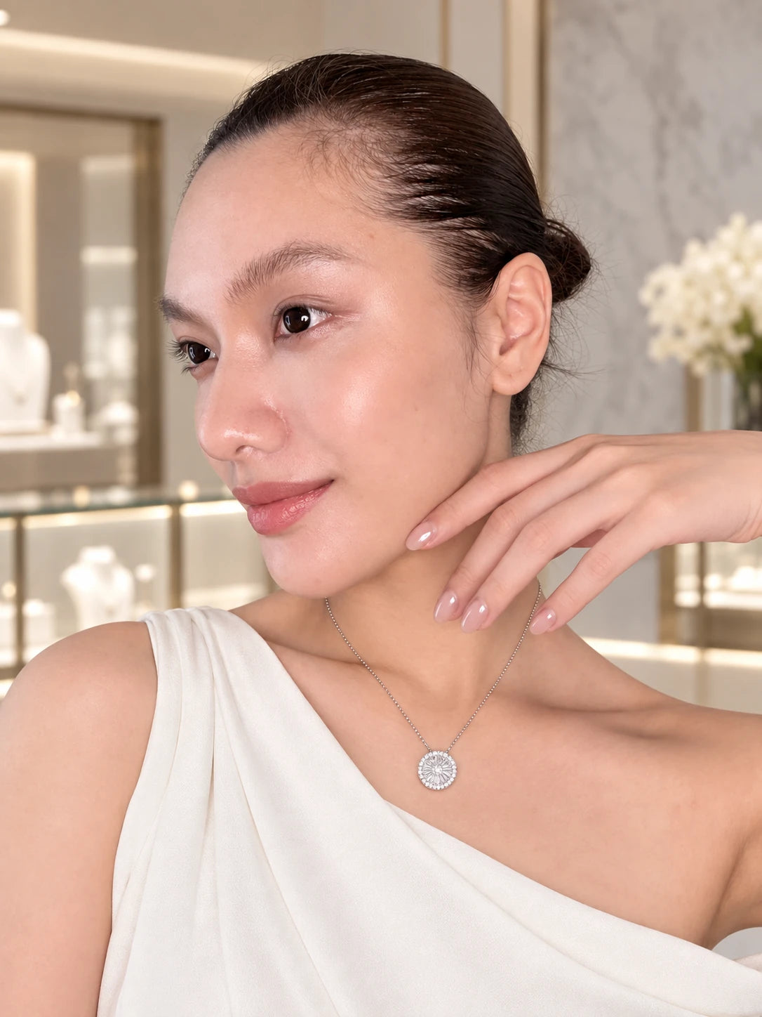 Sunburst CZ Pendant Necklace