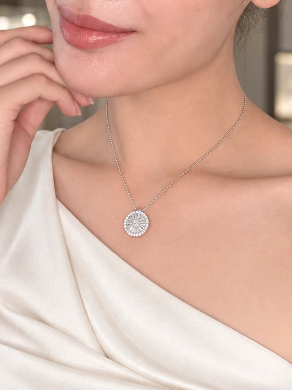 Sunburst CZ Pendant Necklace