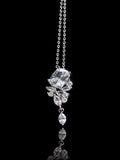 Cushion Marquise Drop Necklace on a black background
