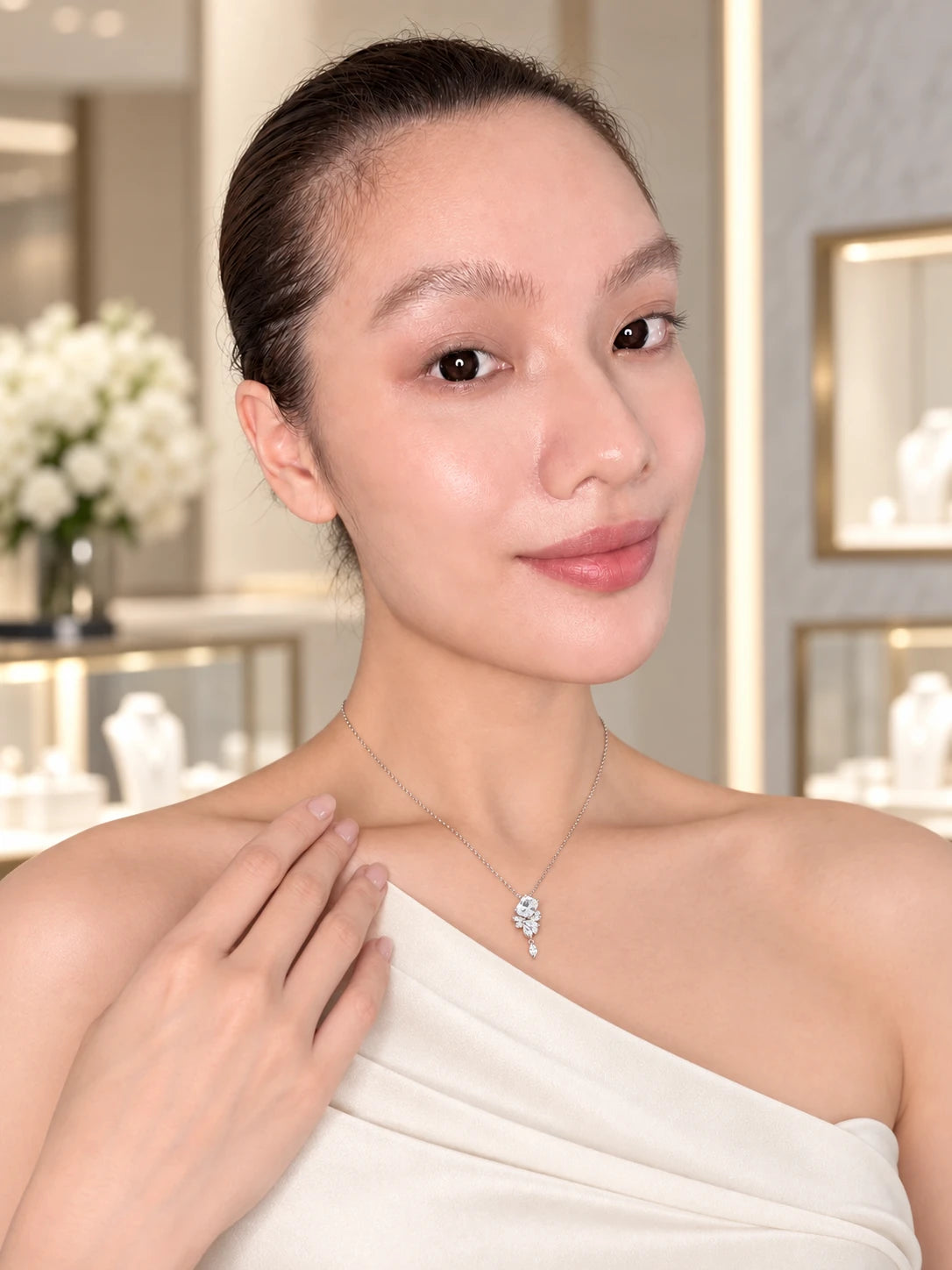 Cushion Marquise Drop Necklace