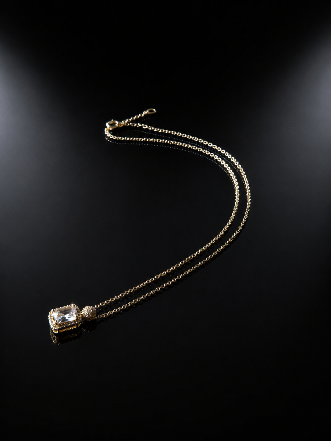 Gold Square Zirconia Necklace