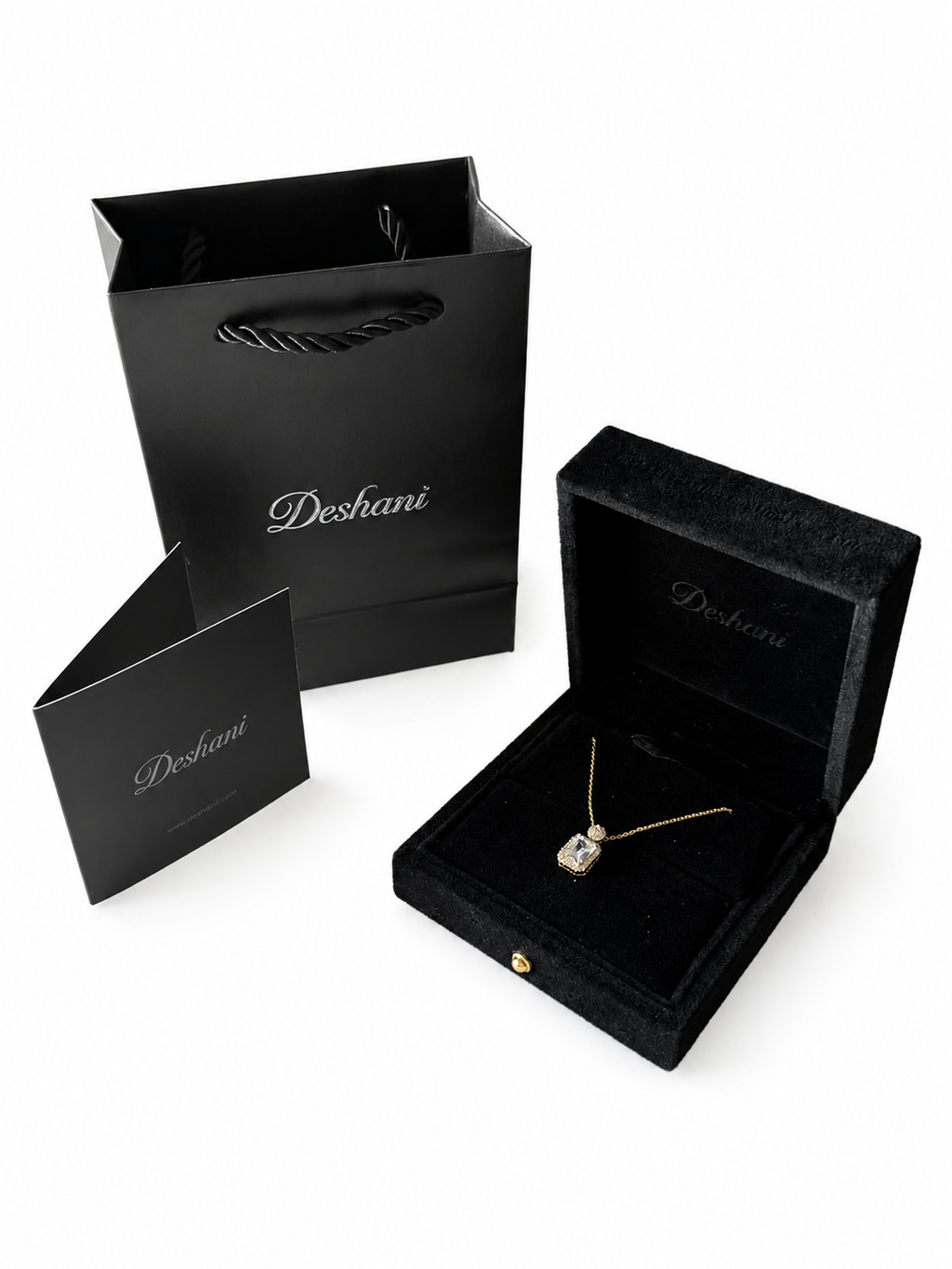 Gold Square Zirconia Necklace