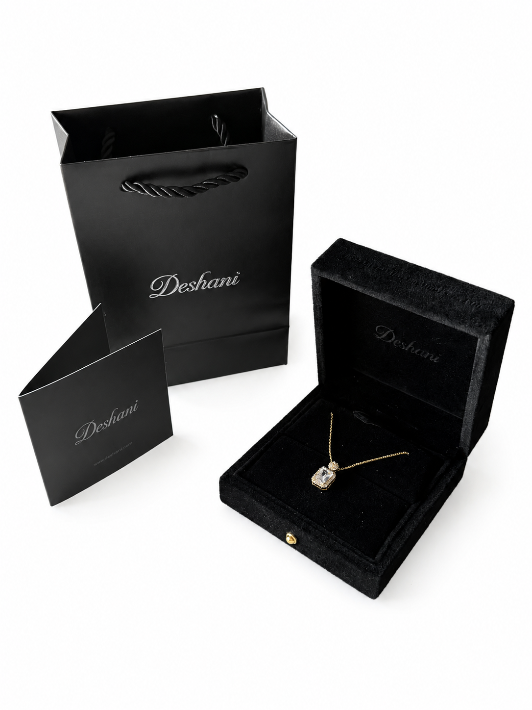 Gold Square Zirconia Necklace