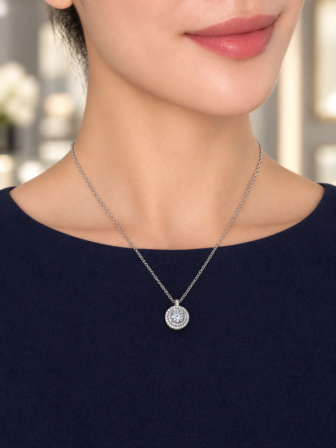 Silver Bezel Layered Necklace
