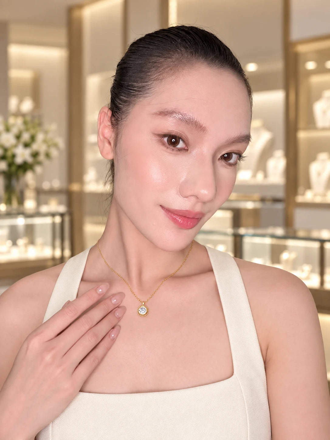 Gold Double-Circle Layered Necklace