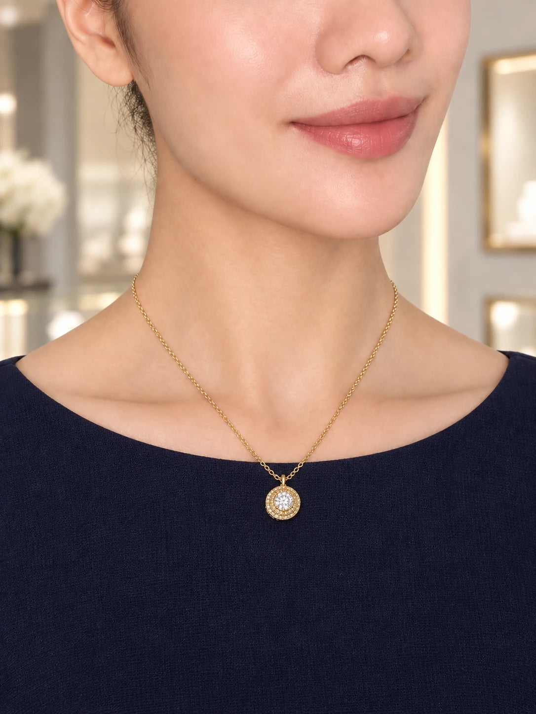 Gold Double-Circle Layered Necklace