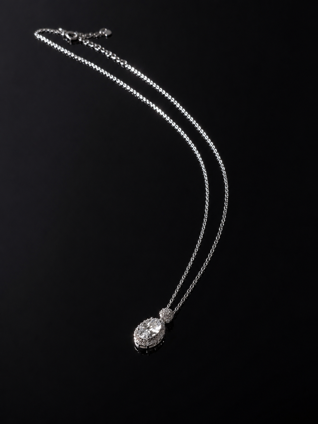 Silver Oval & Marquise Necklace