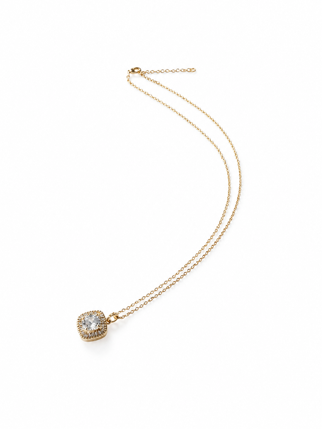 Gold Cube Pendant Necklace