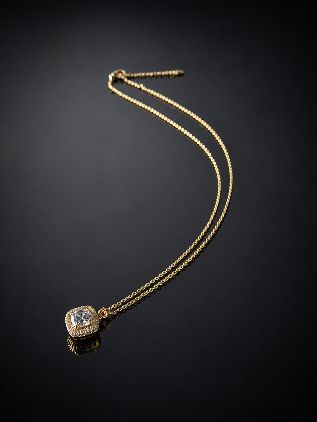 Gold Cube Pendant Necklace