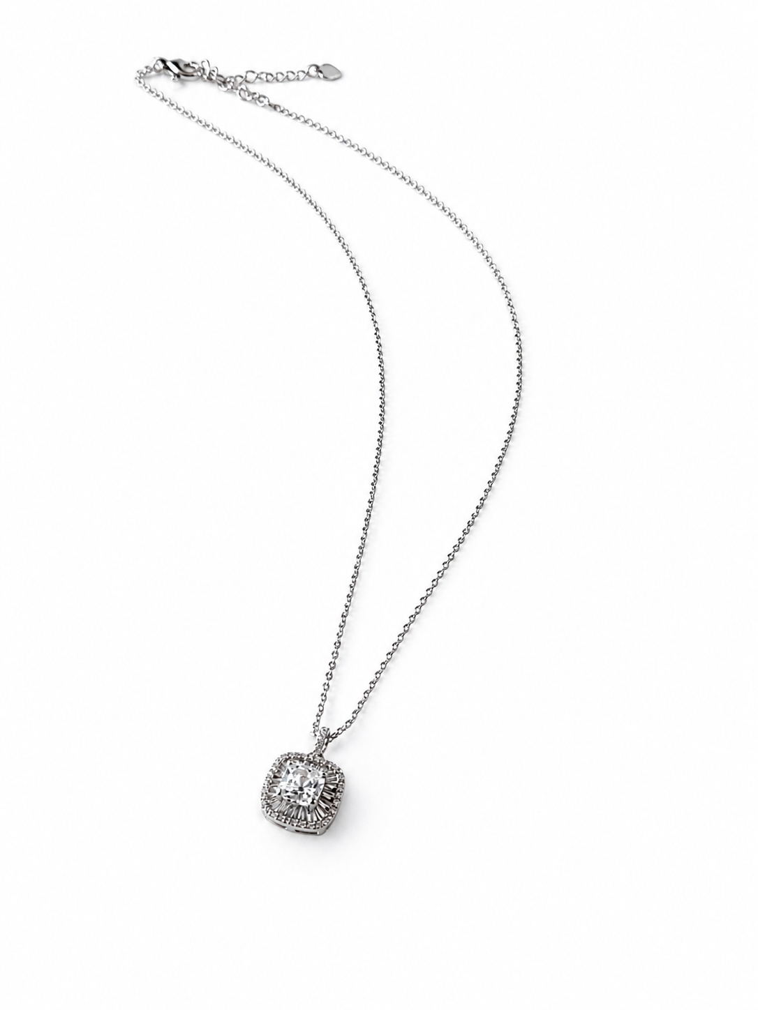 Silver Pavé Cube Necklace