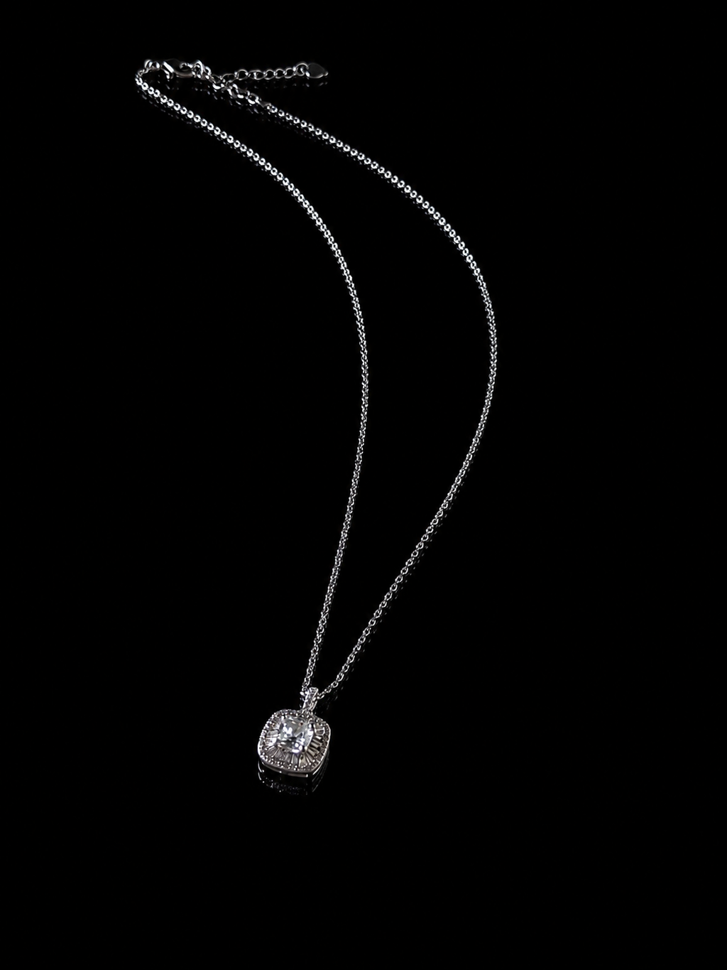 Silver Pavé Cube Necklace