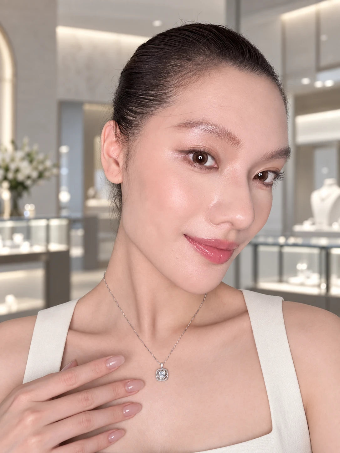 Silver Pav¡§| Cube Necklace