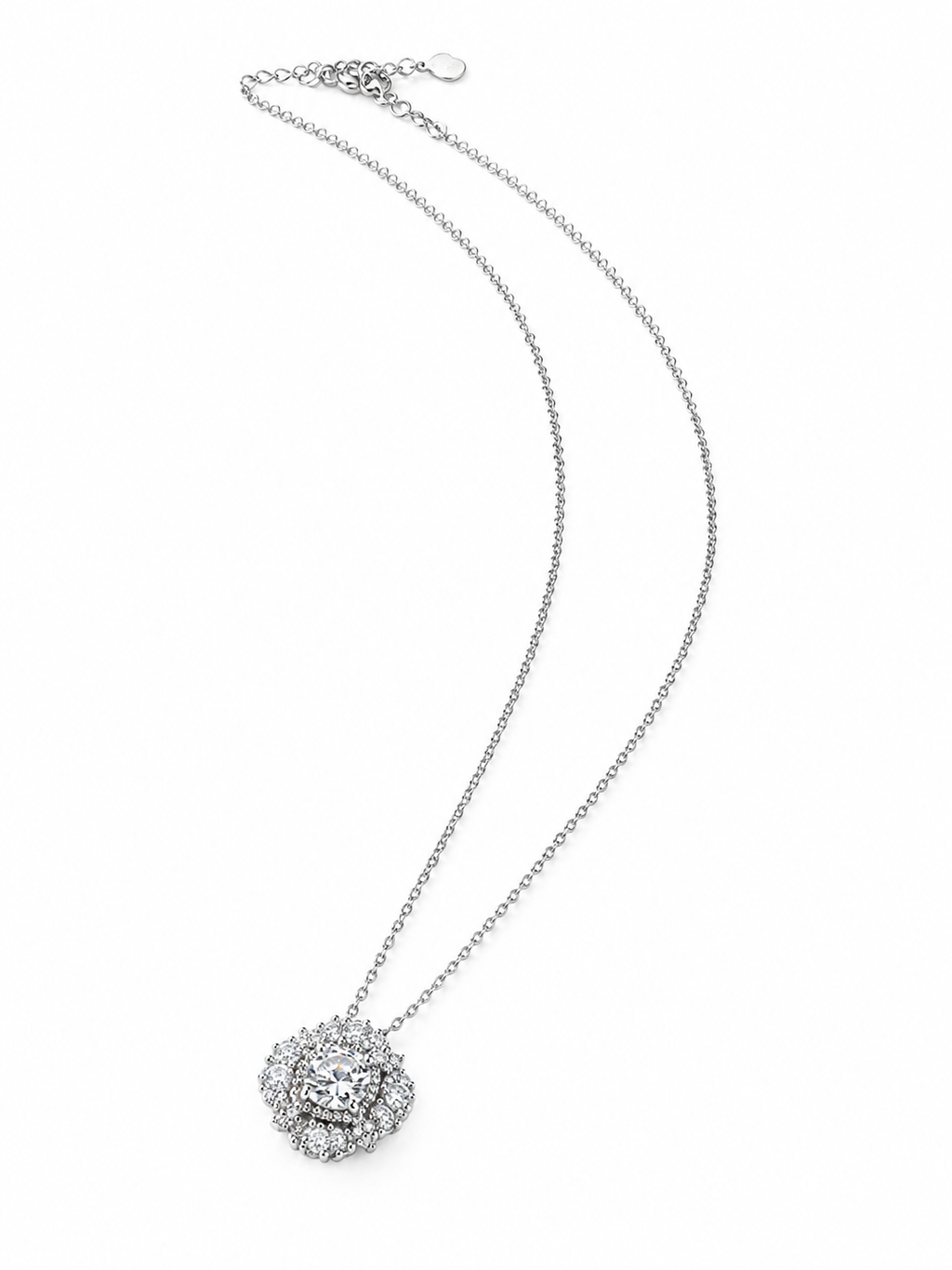 Silver Floral Cluster Necklace