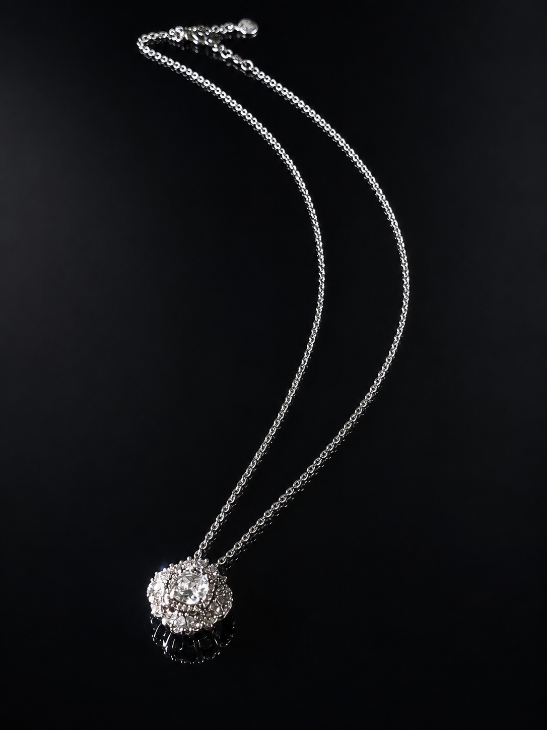 Silver Floral Cluster Necklace
