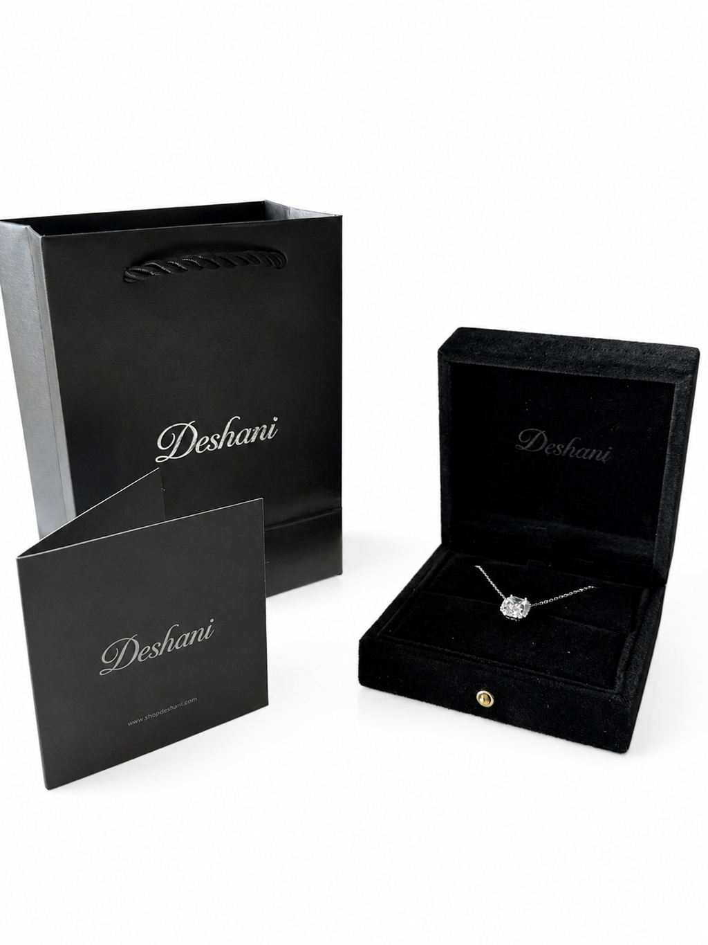 Silver Square Solitaire Necklace