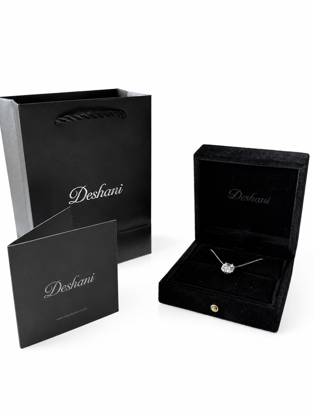 Silver Square Solitaire Necklace
