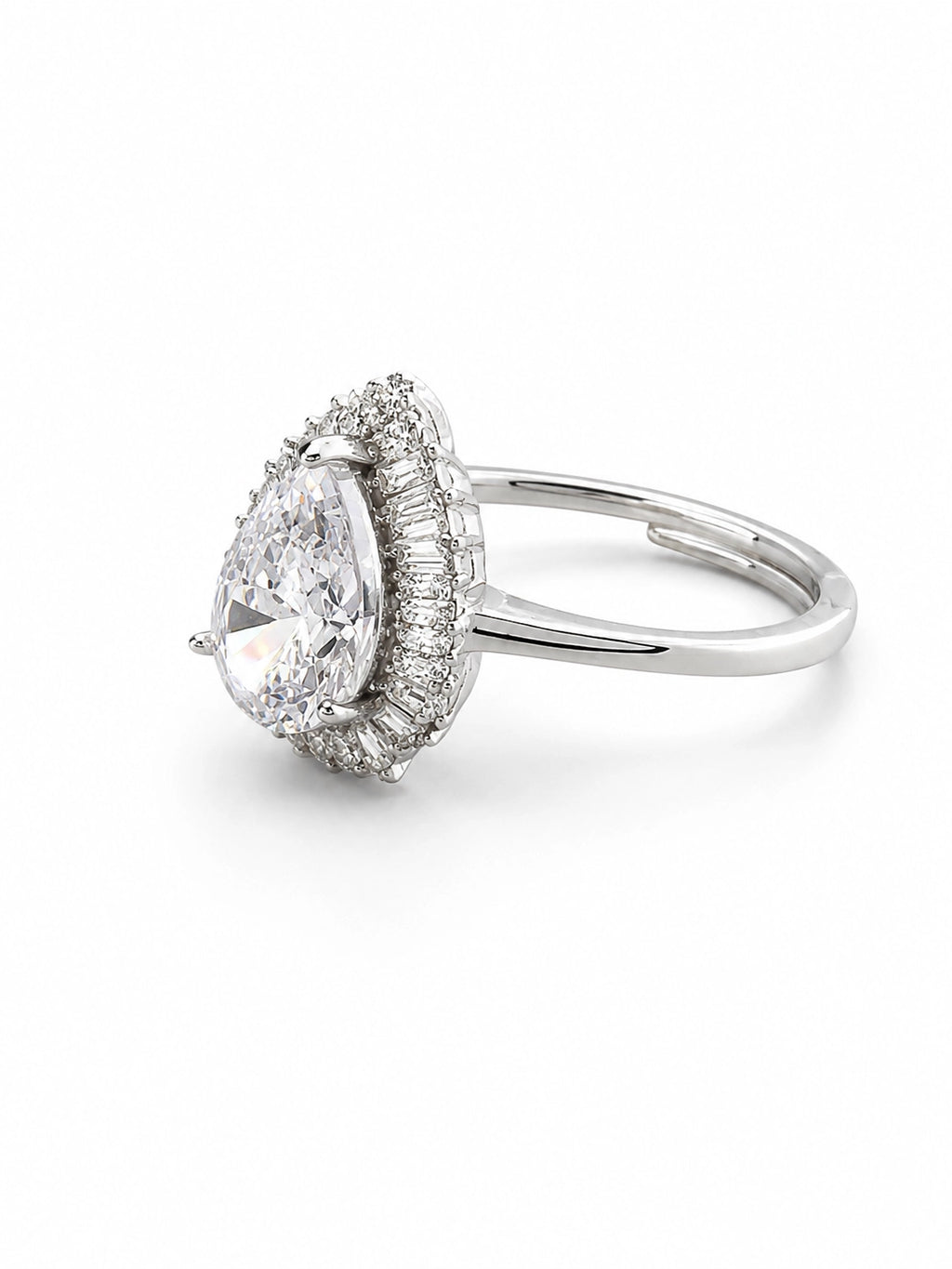 Rose-Yellow Center Stone Four-Prong Plain Band Ring