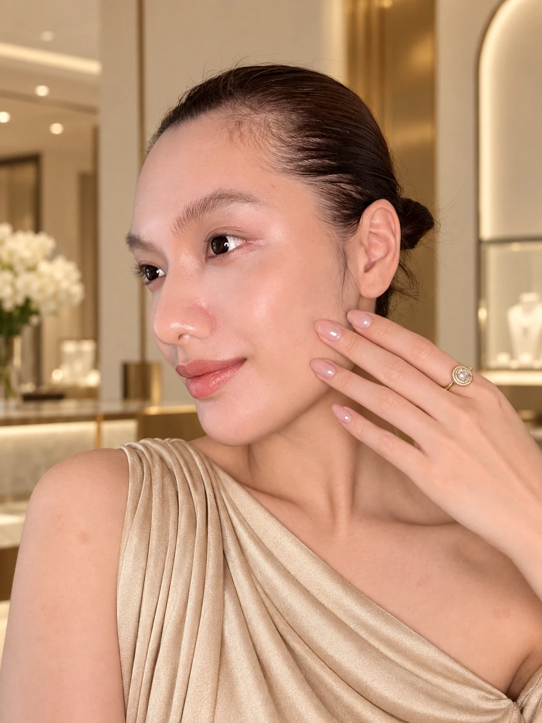 Gold Oval Double Halo Ring