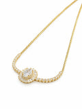 Oval Double Halo Gold Bracelet with Cubic Zirconia Center Stone