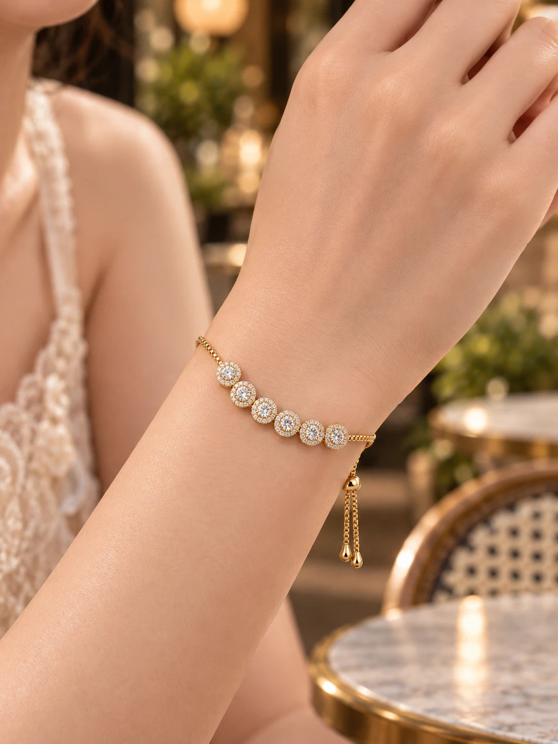 Gold Pav¡§| U-Cuff Bracelet