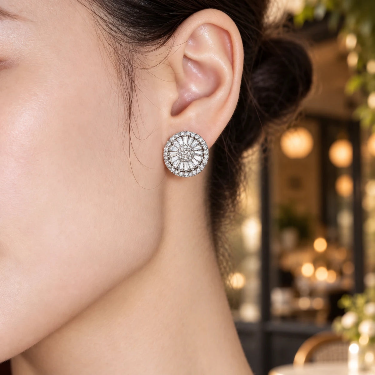 Sunburst CZ Stud Earrings