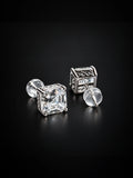 Front view of Silver Classic Square Basket Studs
